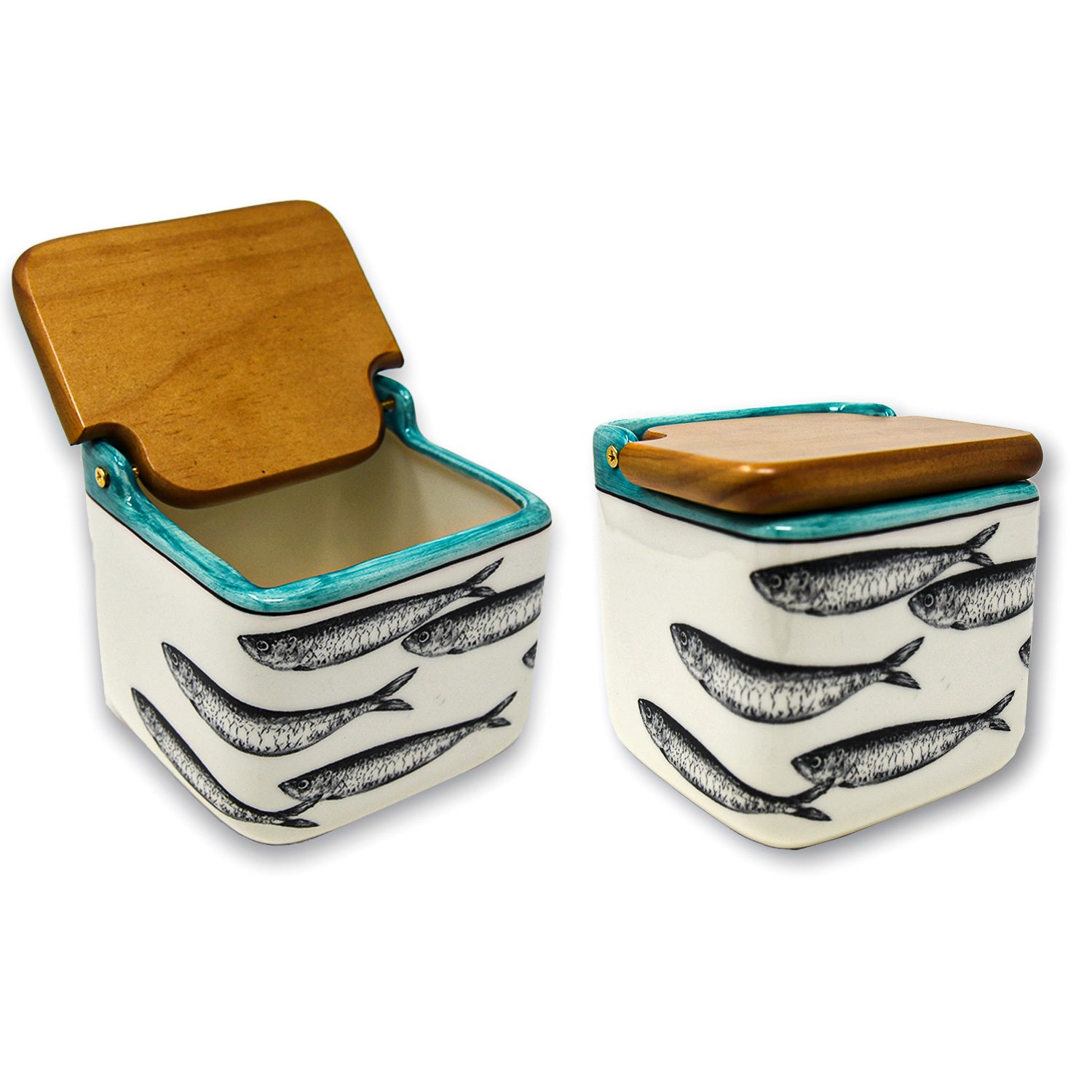 Sardinha Salt Box with Wood Lid 4.25in