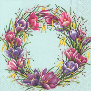 Paper Luncheon Napkin Pack/20 - Spring Circle Light Blue