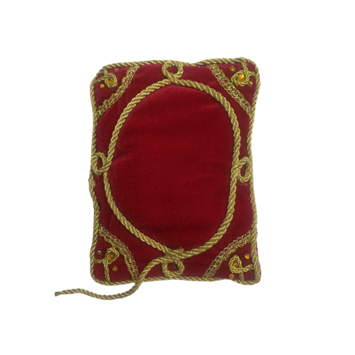 Red Pillow With Gold Embroidery for Baby Jesus