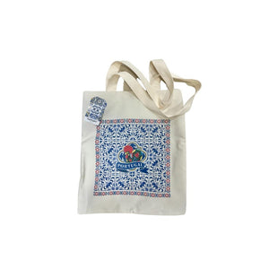 Azulejo Rooster Cotton Tote Bag 15x17"