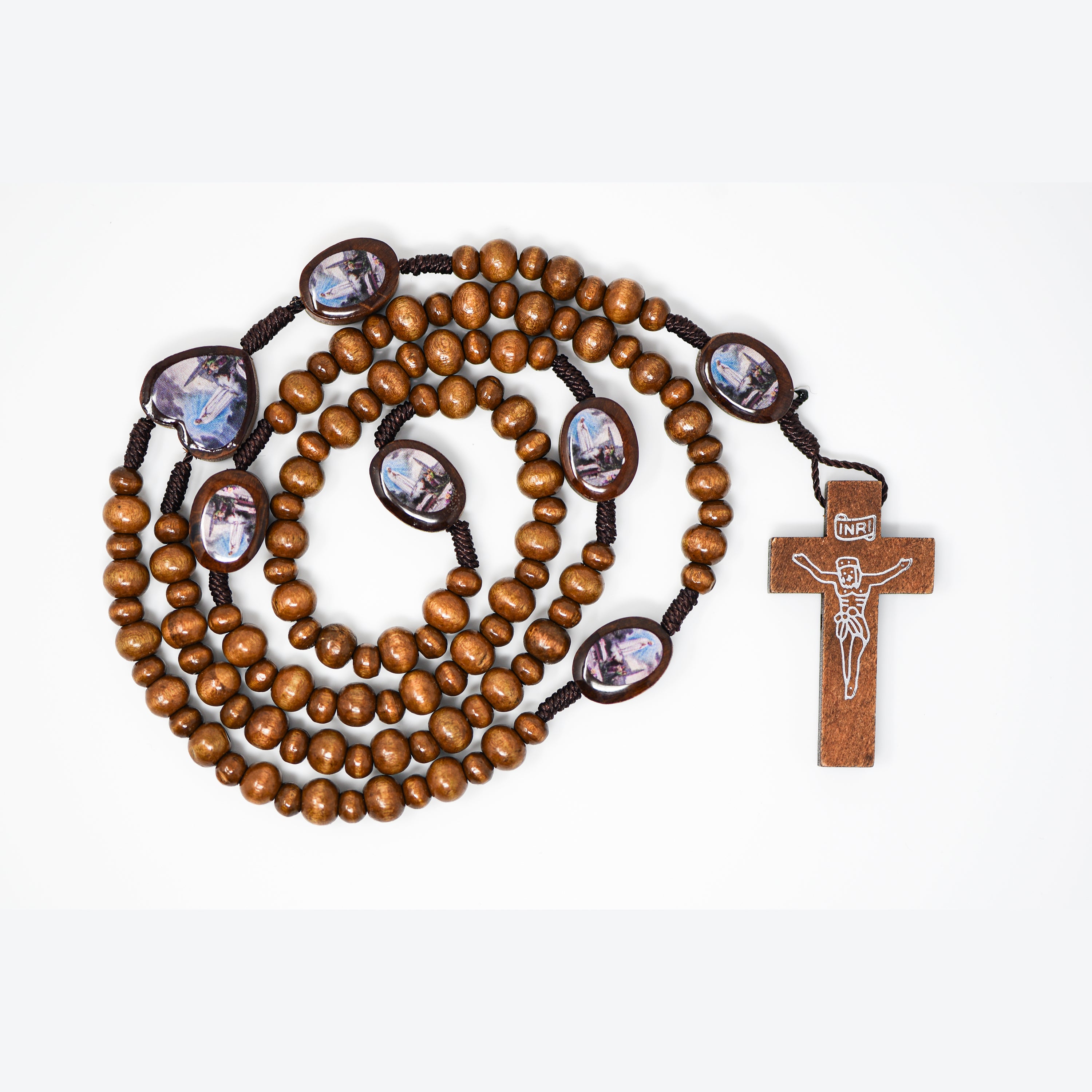 Wood Fatima Rosary With Wood Crucifix