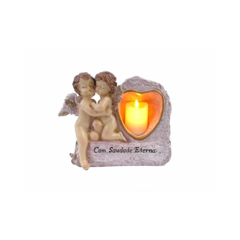 Angel Statue with LED Candle (Com Saudade Eterna)