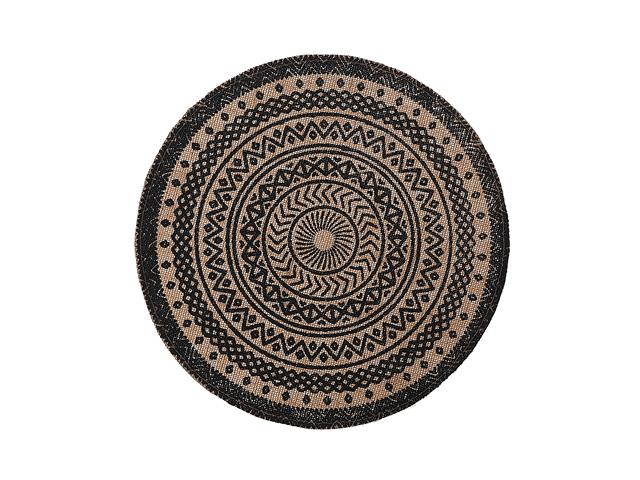 Black Mandala Round Jute Placemat