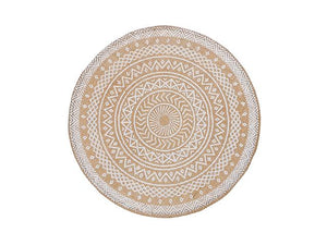 White Mandala Round Jute Placemat