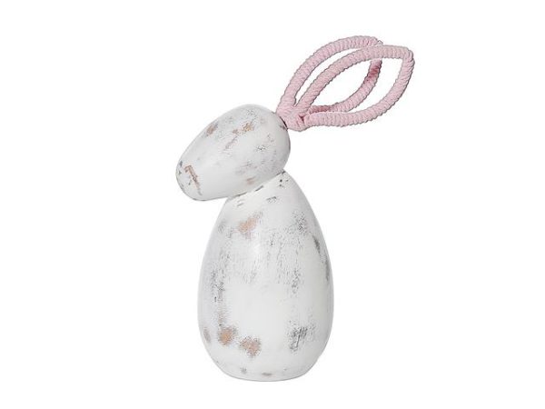 Whitewash Wood Bunny with Pink Ears