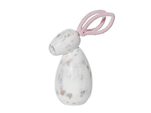 Whitewash Wood Bunny with Pink Ears