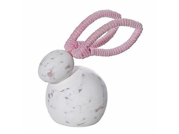 Whitewash Wood Bunny with Pink Ears