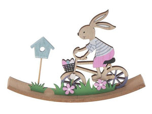 Bunny with Bicycle Wood Easter Decor 8.5"
