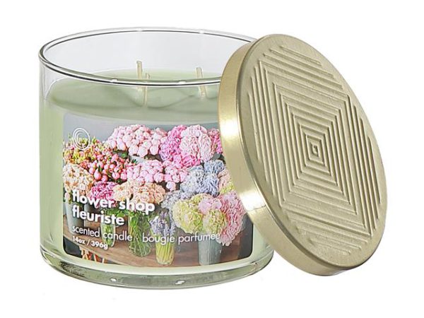 14oz. 3 Wick Candle with Lid - Flower Shop