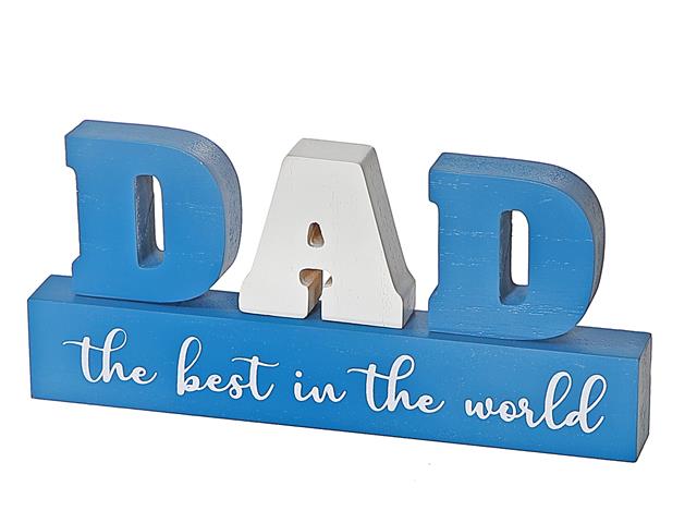 Dad The Best in the World Wood Block Sign