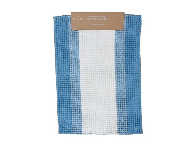 Blue Stripe Chenille Bath Mat