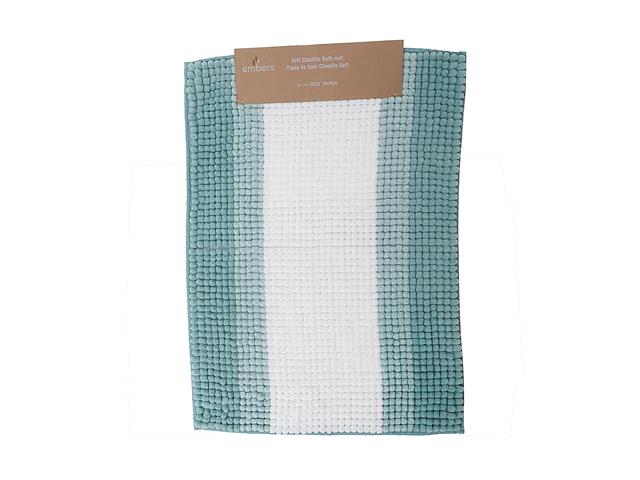 Turquoise Stripe Chenille Bath Mat