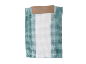 Turquoise Stripe Chenille Bath Mat