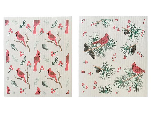 Set/2 Swedish Dish Cloth - Berries & Cardinal