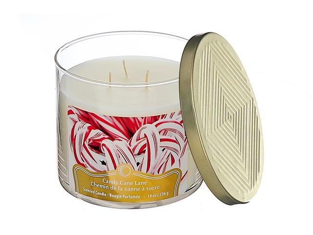 14oz. 3 Wick Candle With Lid - Peppermint Bark