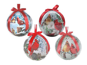 Cardinal Ribbon Ornament Set of 4