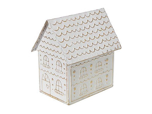 Gold and White Metal Gingerbread House 8x9"