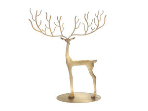 Gold Metal Deer With Large Antlers