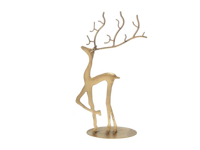 Gold Metal Deer With Large Antlers