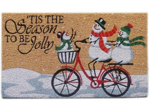 Snowman Family Bicycle Coir Door Mat