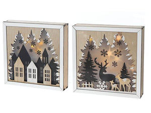 LED Wooden Rectangle With Scenic Decor Set of 2