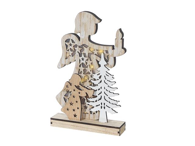 LED Wood Angel With Tree