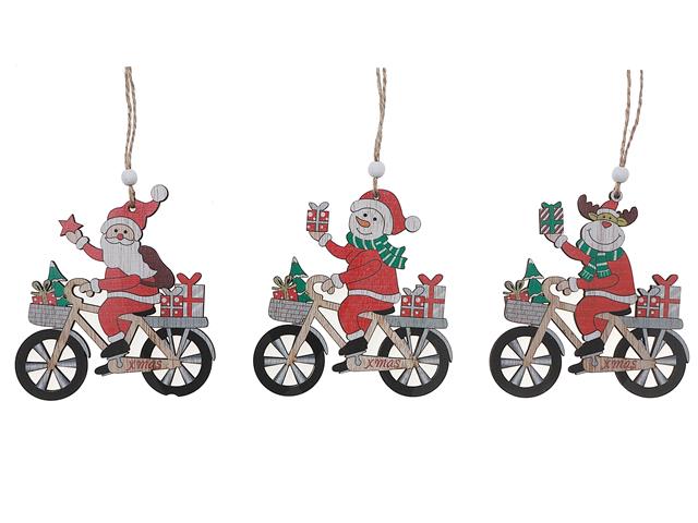 Wooden Christmas Bicycle Ornament Set of 3