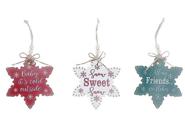 Flat Star Ornament With Text Set of 3