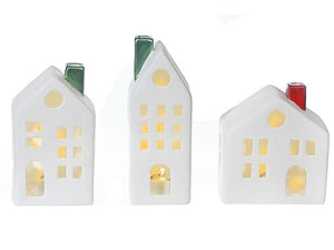 LED Ceramic House Set of 3