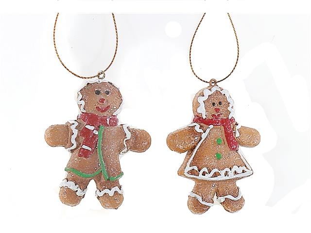 Gingerbread Boy and Girl Ornament Set of 2
