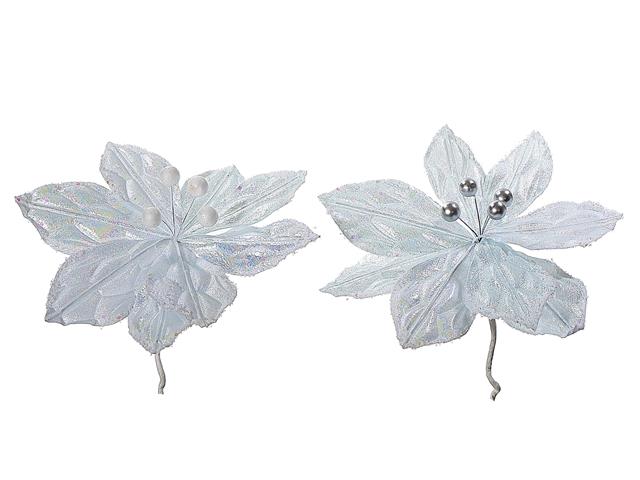 White Poinsettia Pick Set of 2