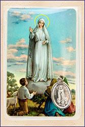 Lady of Fatima Prayer Card with Medal