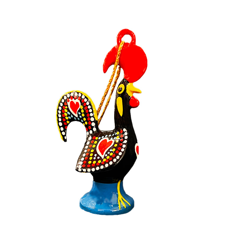 Metal Rooster Christmas Ornament - Black