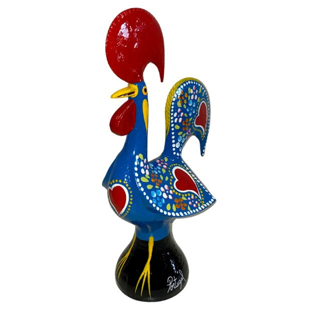 Blue Metal Barcelos Rooster Figurine
