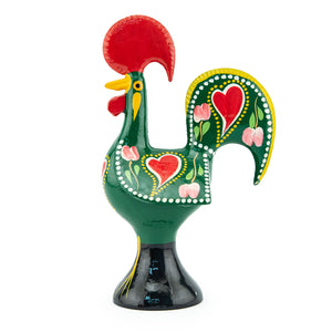 Green Metal Barcelos Rooster Figurine