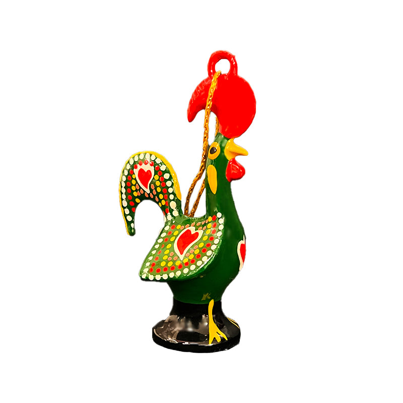 Metal Rooster Christmas Ornament - Green