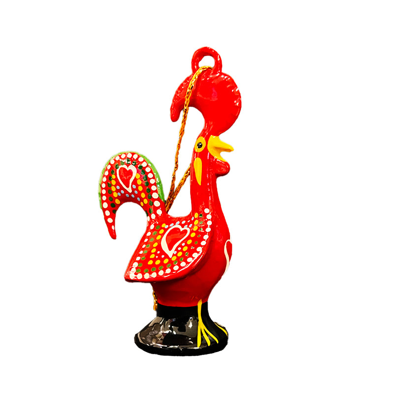 Metal Rooster Christmas Ornament - Red