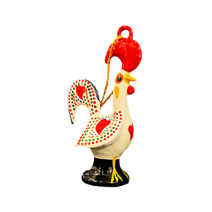 Metal Rooster Christmas Ornament - White