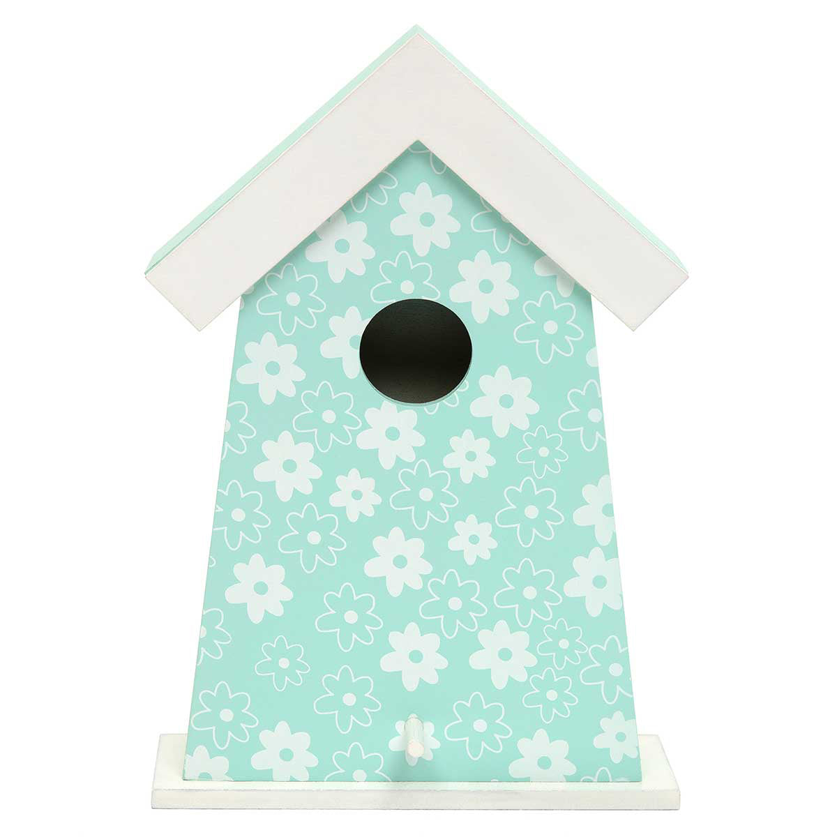 Blue Meadow Wood Floral Birdhouse 8.5"