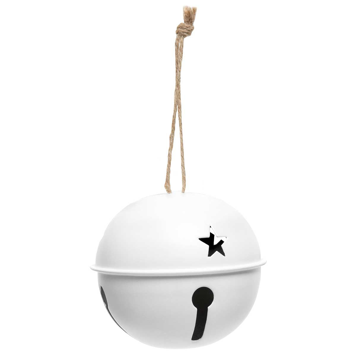 Set of 3 White Jingle Bells with Star Cut-Outs 3"