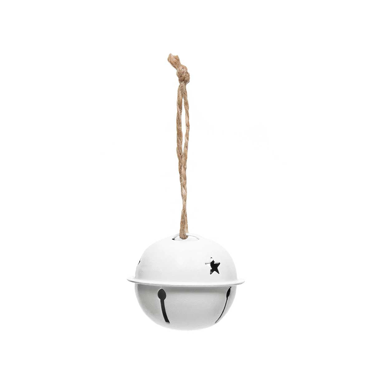 Set of 6 White Jingle Bells with Star Cut-Outs 1.5"