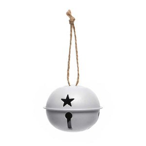 Set of 6 Grey Jingle Bells with Star Cut-Outs 2"