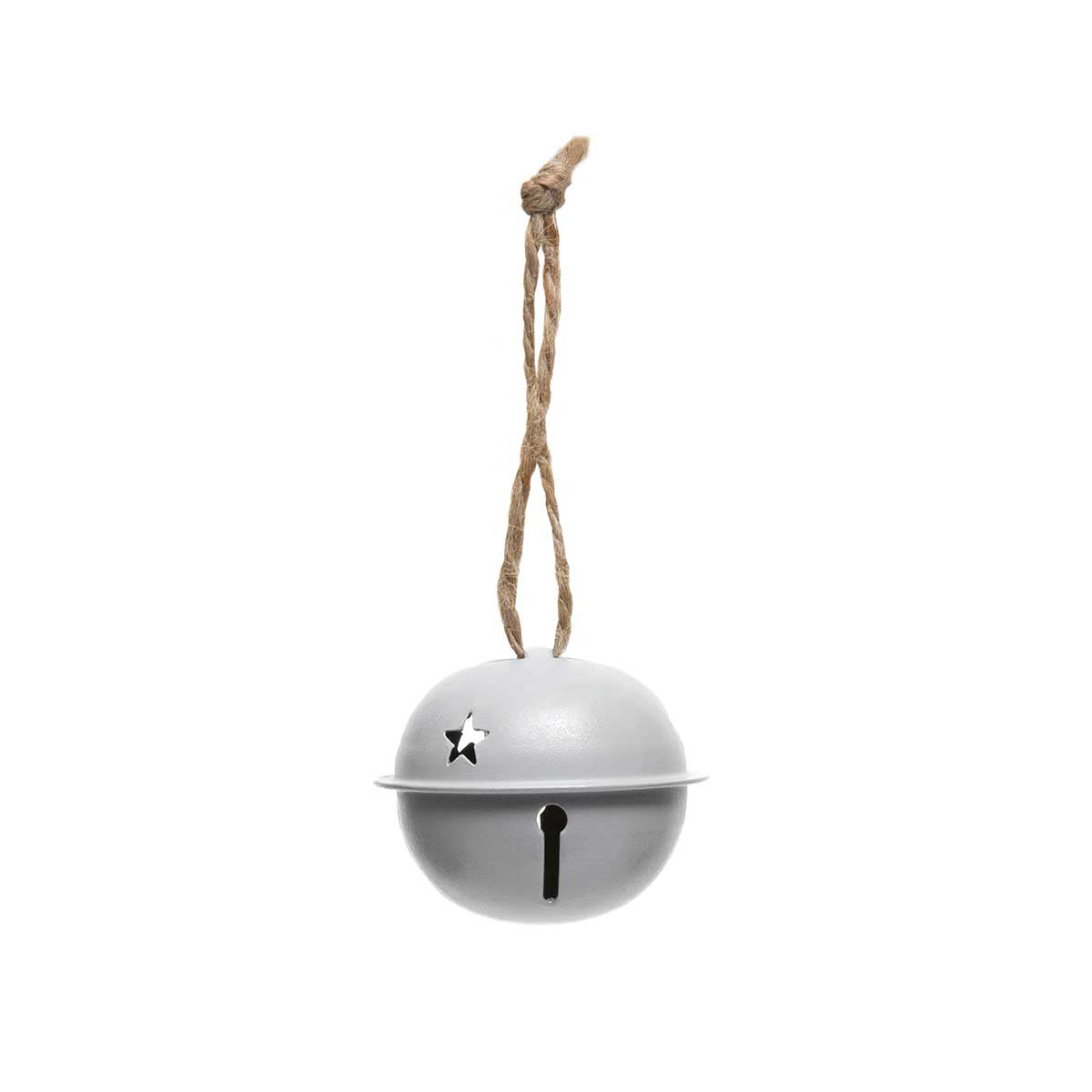 Set of 6 Grey Jingle Bells with Star Cut-Outs 1.5"