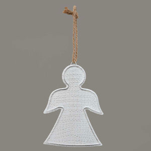 White Metal Angel Silhouette Ornament 9"