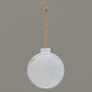 White Metal Round Christmas Ornament 7.75"