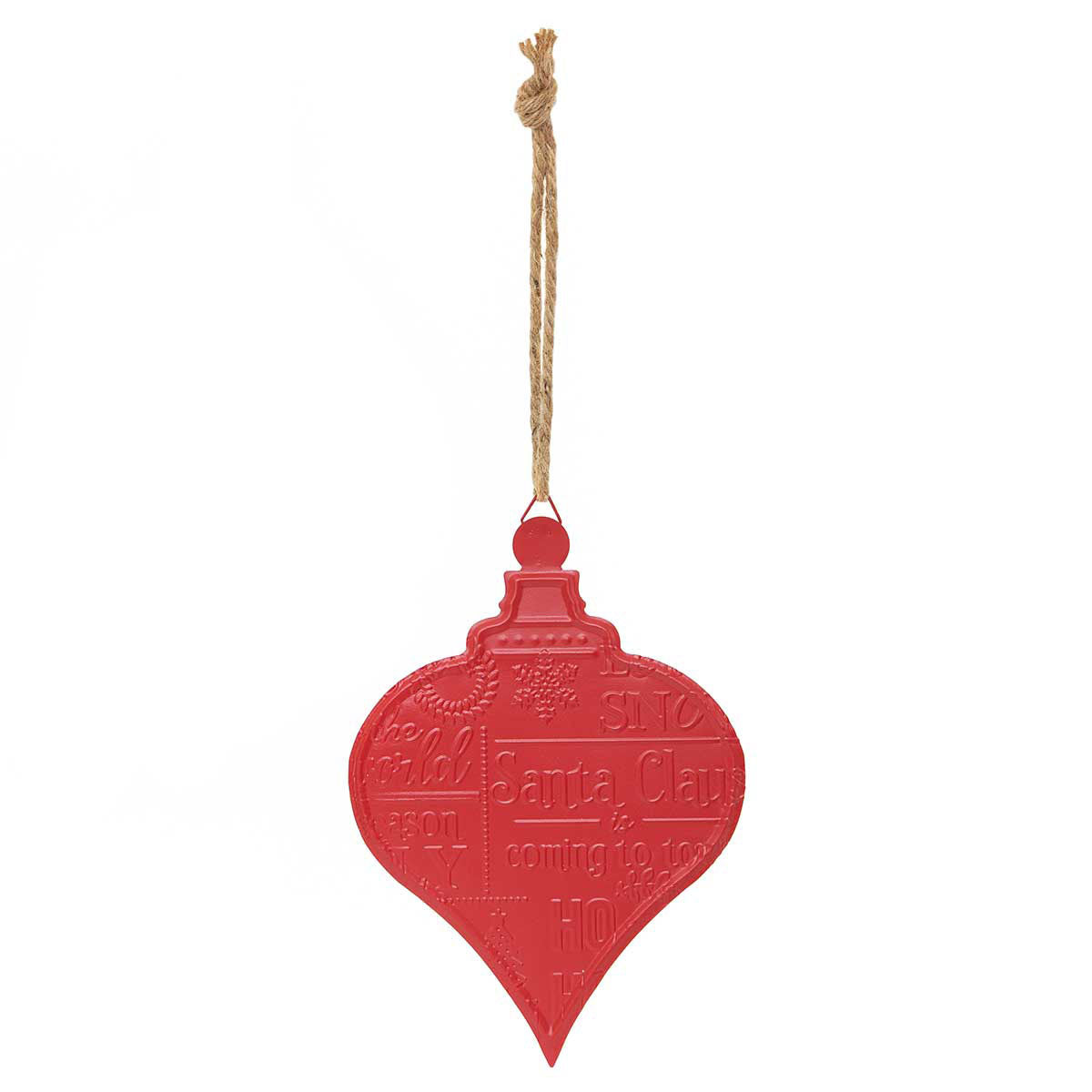 Red Metal Finial Christmas Ornament 9.5"
