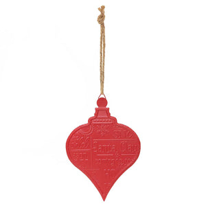 Red Metal Finial Christmas Ornament 9.5"