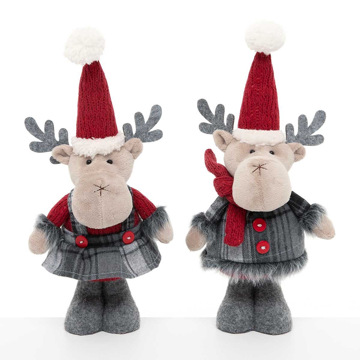 Set of 2 Plush Standing Moose 13.5"