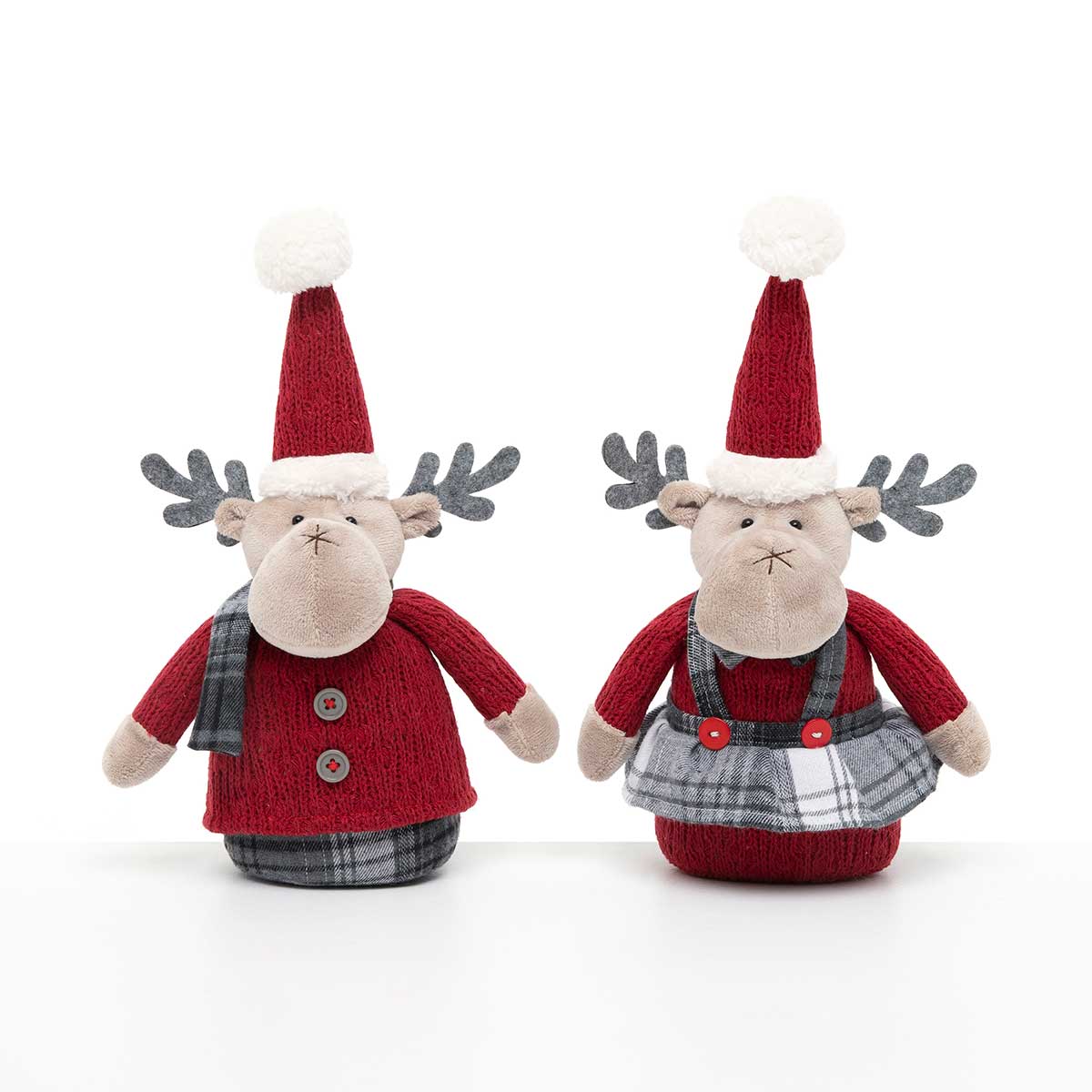 Set of 2 Plush Standing Moose 12"