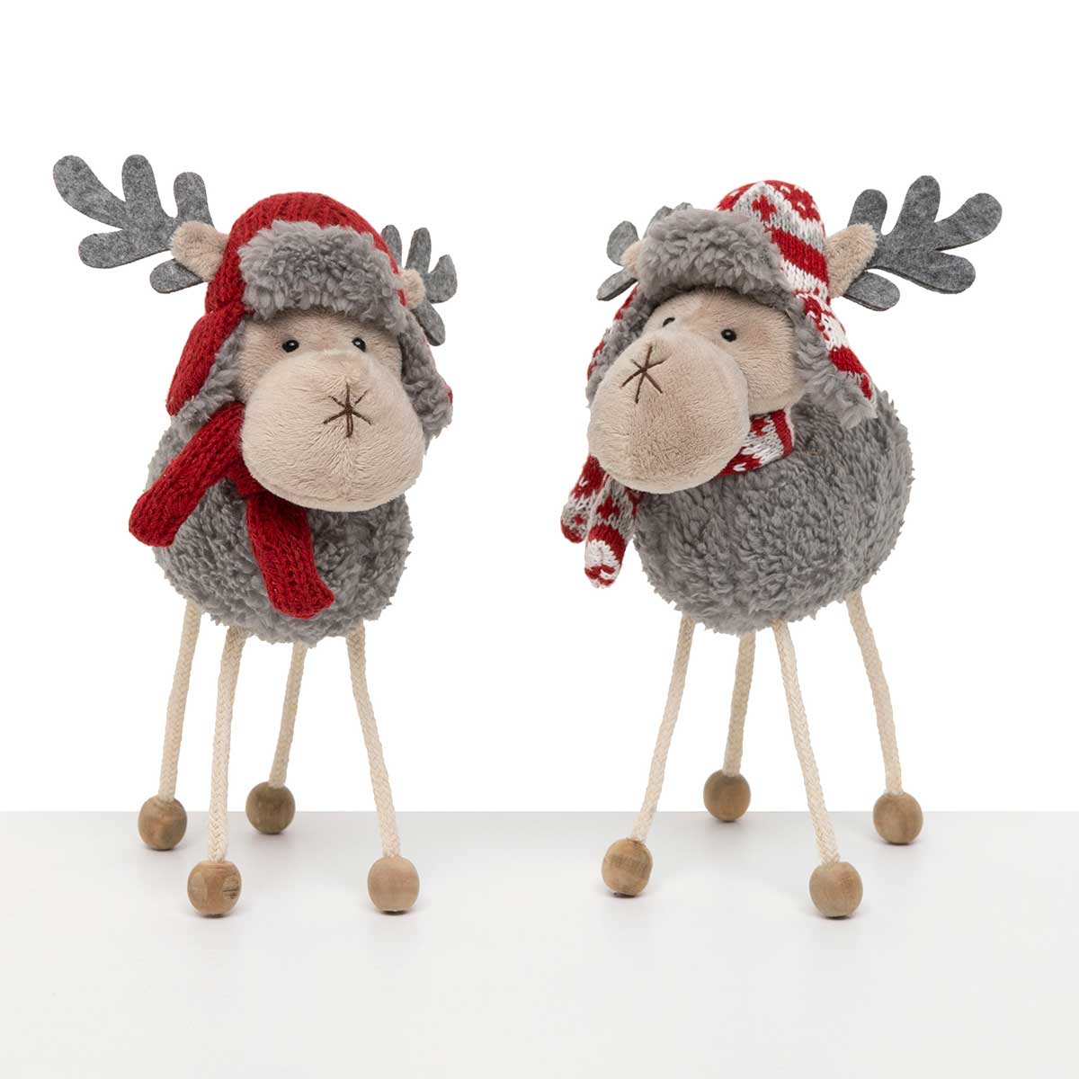 Set of 2 Plush Moose with Wire Legs 8.5"